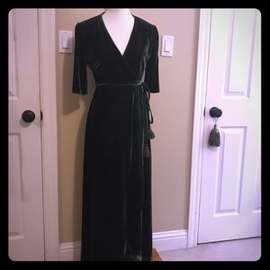 Dark green velvet maxi dress